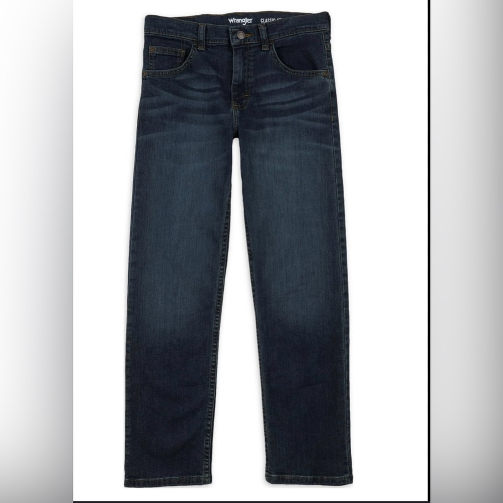 Wrangler Jr. Men”s Classic Straight Husky Dark Blue Straight Jeans Size 14